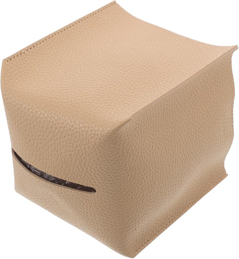 غطاء صندوق المناديل المربع من جلد البولي يوريثان سعة كبيرة لتزيين المنزل والمكتب والحمام - Image 1